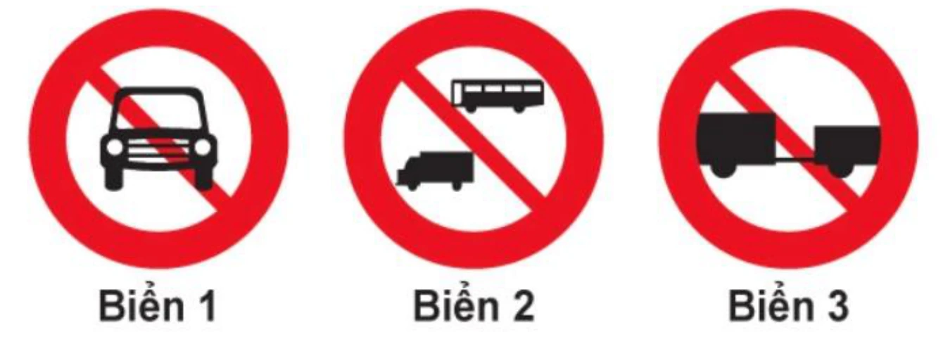 Hình minh họa Câu 301: Biển nào cấm các loại xe cơ giới đi vào, trừ xe máy hai bánh, xe gắn máy và các loại xe ưu tiên theo quy định?