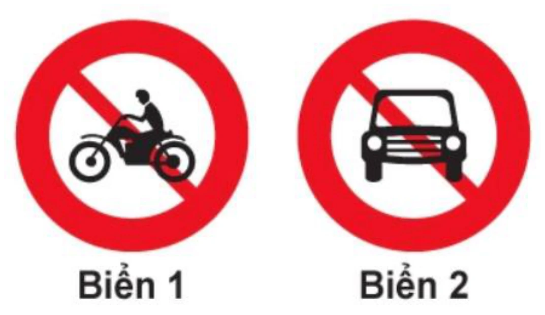 Hình minh họa Câu 305: Biển nào dưới đây xe gắn máy được phép đi vào?