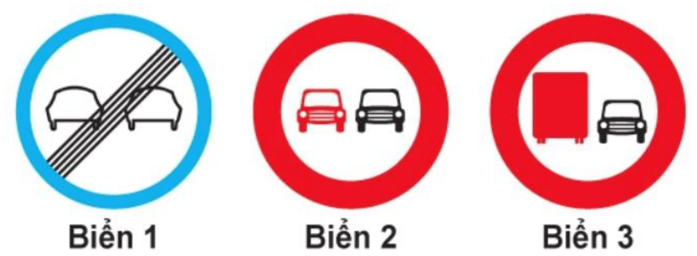 Hình minh họa Câu 308: Biển nào cho phép xe ô tô con được vượt?