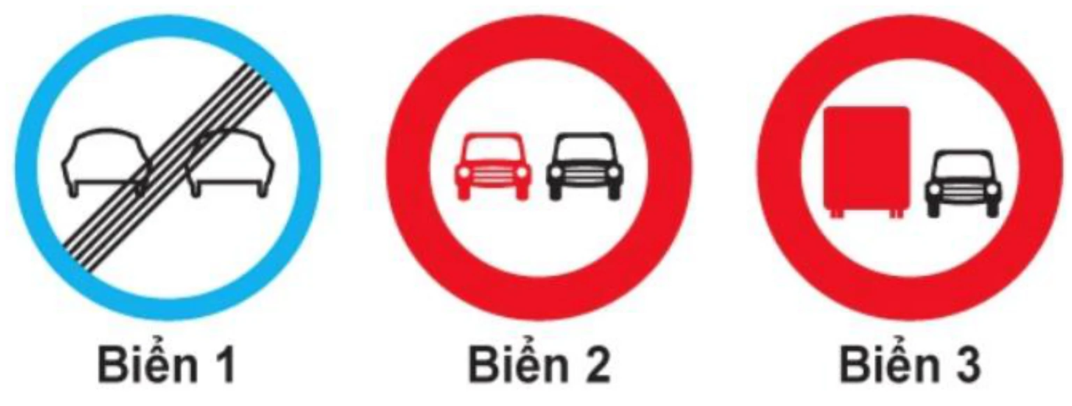 Hình minh họa Câu 309: Biển nào không cho phép xe ô tô con vượt?