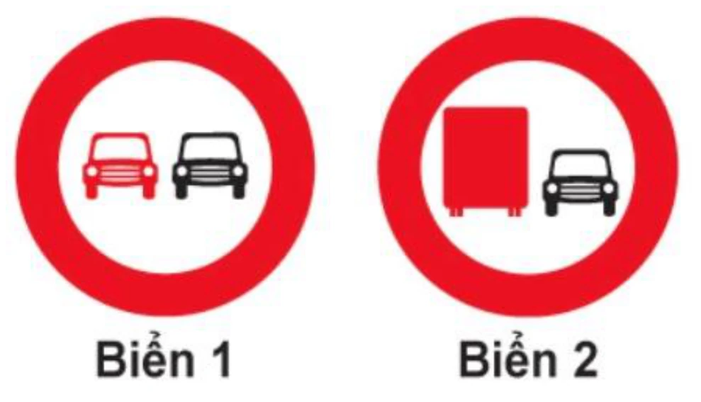 Hình minh họa Câu 312: Biển nào xe ô tô con được phép vượt?