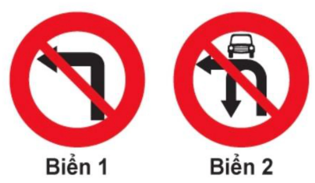 Hình minh họa Câu 316: Biển nào cấm xe ô tô rẽ trái?