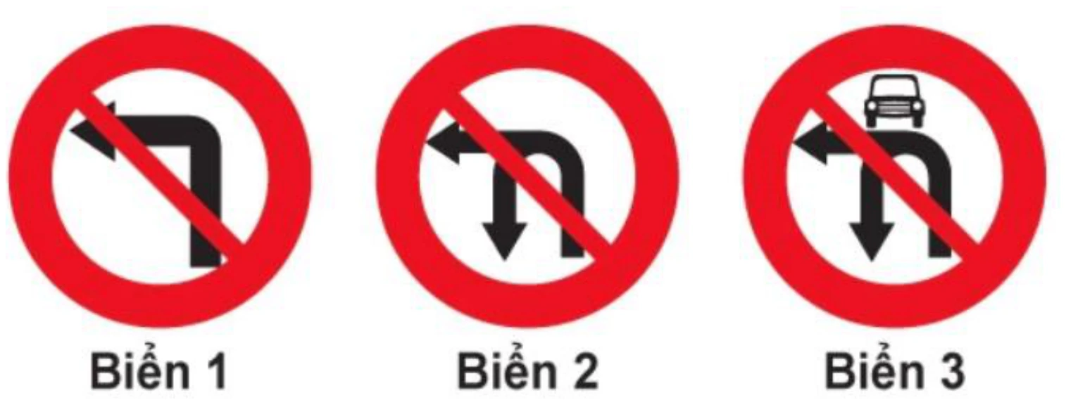 Hình minh họa Câu 318: Biển nào cấm các phương tiện rẽ trái?