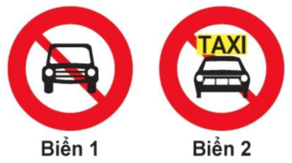 Hình minh họa Câu 321: Biển nào cấm xe taxi mà không cấm các phương tiện khác?