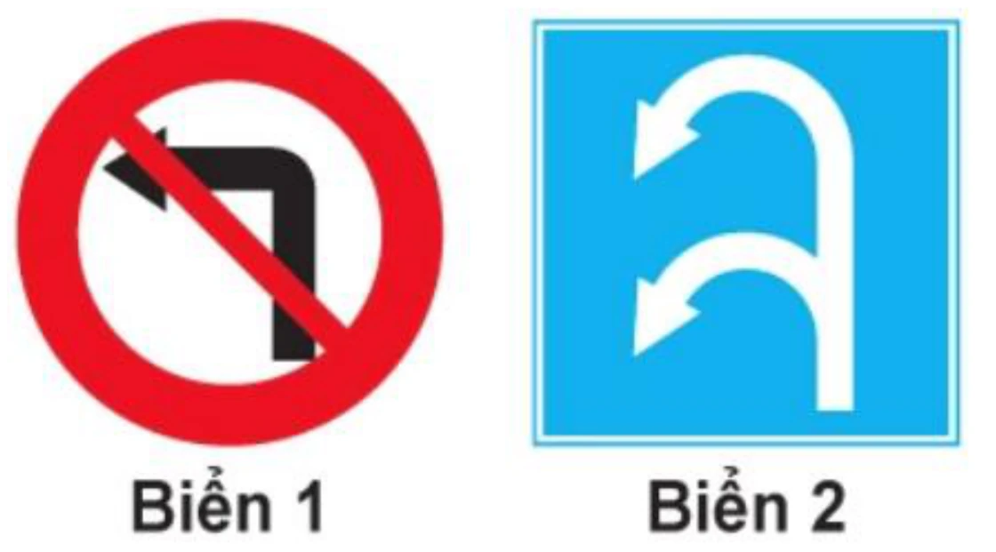 Hình minh họa Câu 322: Biển nào xe được phép rẽ trái?