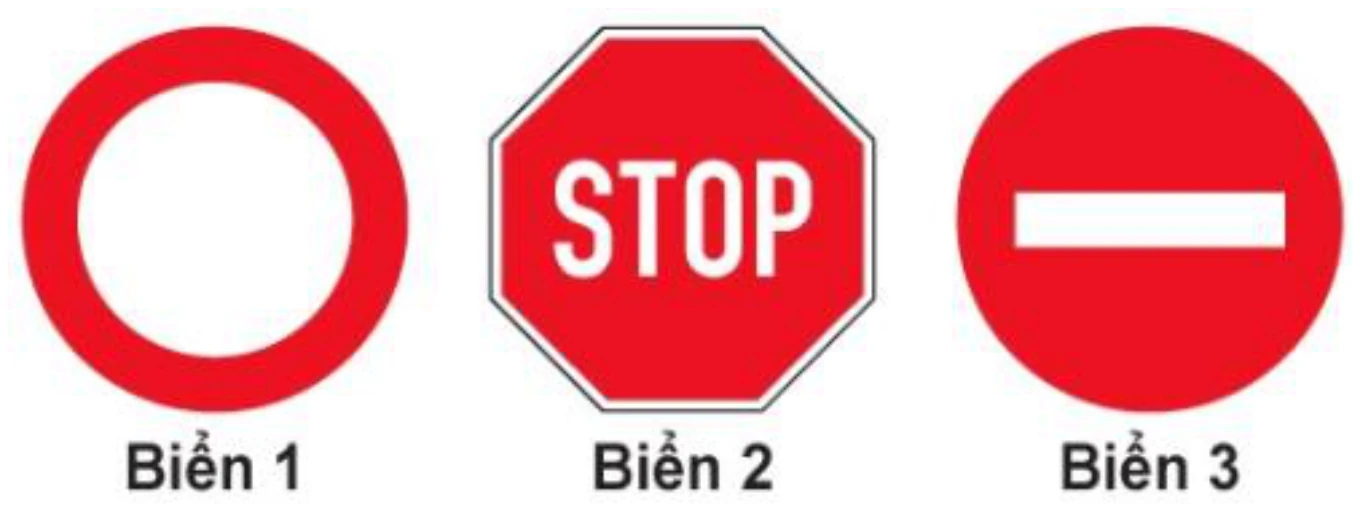 Hình minh họa Câu 329: Khi gặp biển nào xe ưu tiên theo luật định vẫn phải dừng lại?