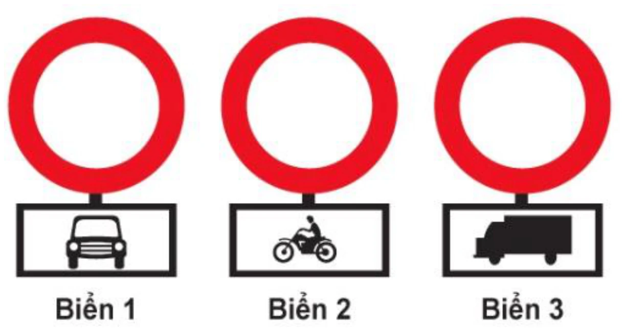 Hình minh họa Câu 349: Biển nào xe mô tô hai bánh được đi vào?