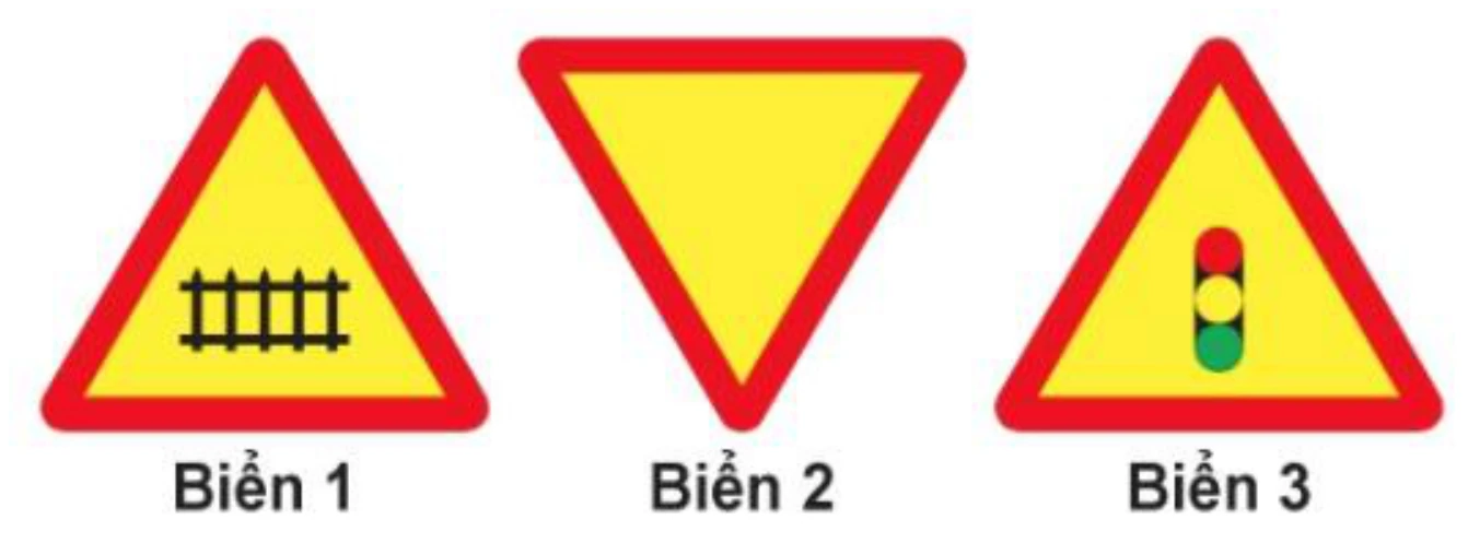 Hình minh họa Câu 371: Biển nào báo hiệu Giao nhau với đường sắt có rào chắn?