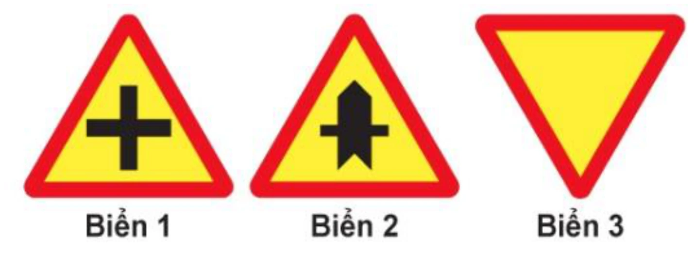 Hình minh họa Câu 388: Biển nào báo hiệu Giao nhau với đường không ưu tiên?