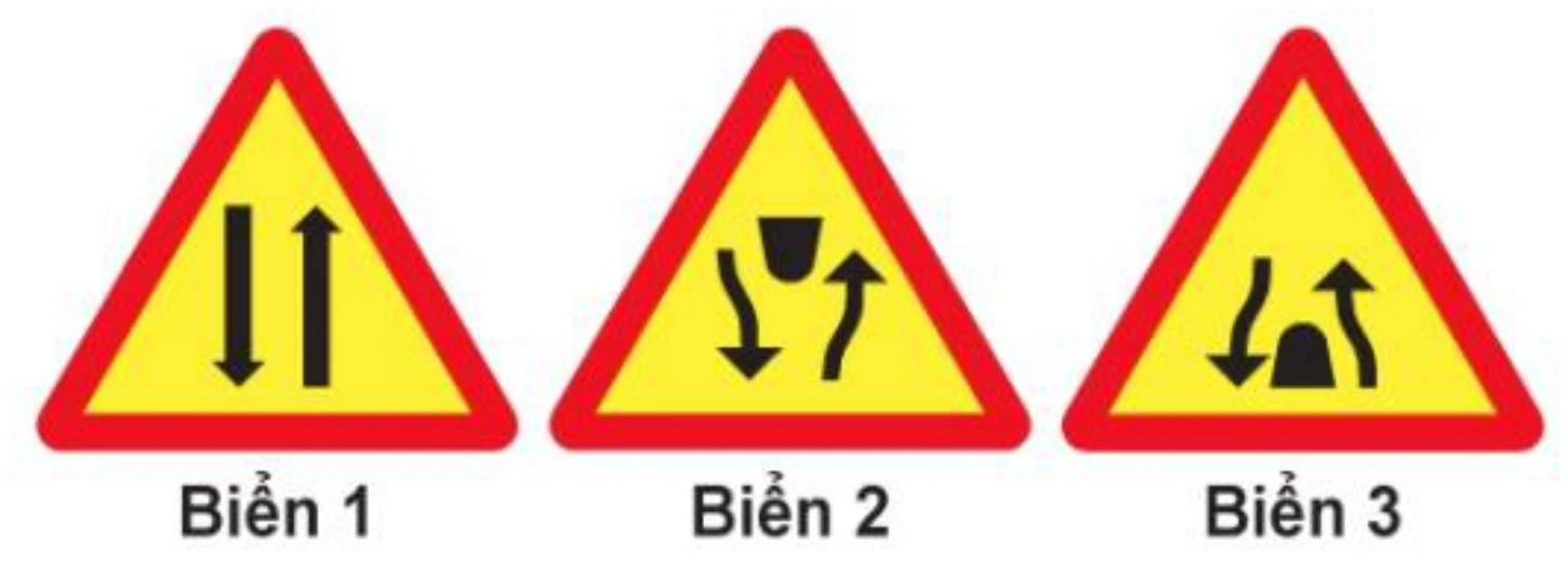 Hình minh họa Câu 394: Biển nào báo hiệu Kết thúc đường đôi?