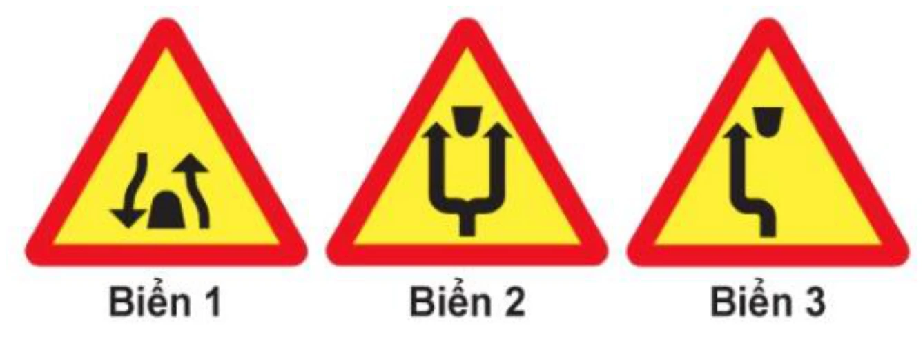 Hình minh họa Câu 398: Biển nào báo hiệu Chú ý chướng ngại vật?