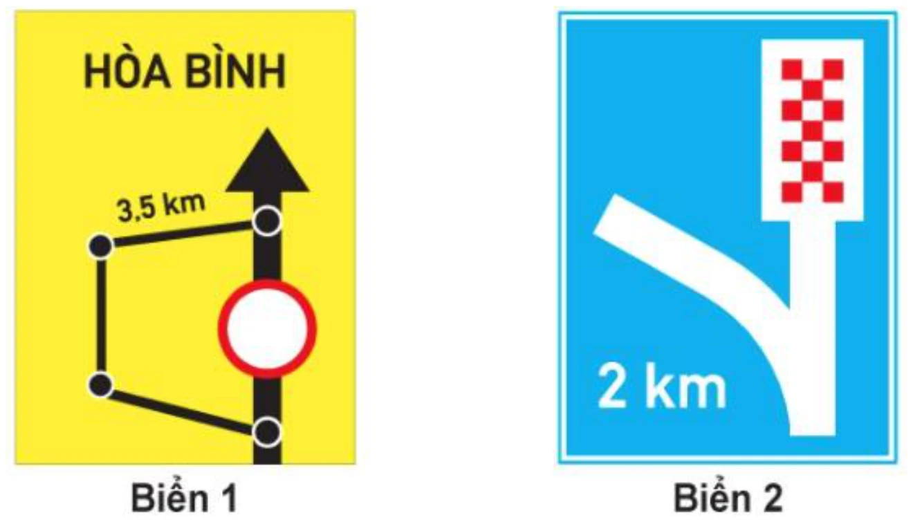 Hình minh họa Câu 399: Biển nào chỉ dẫn cho người tham gia giao thông biết vị trí và khoảng cách có làn đường cứu nạn hay làn thoát xe khẩn cấp?
