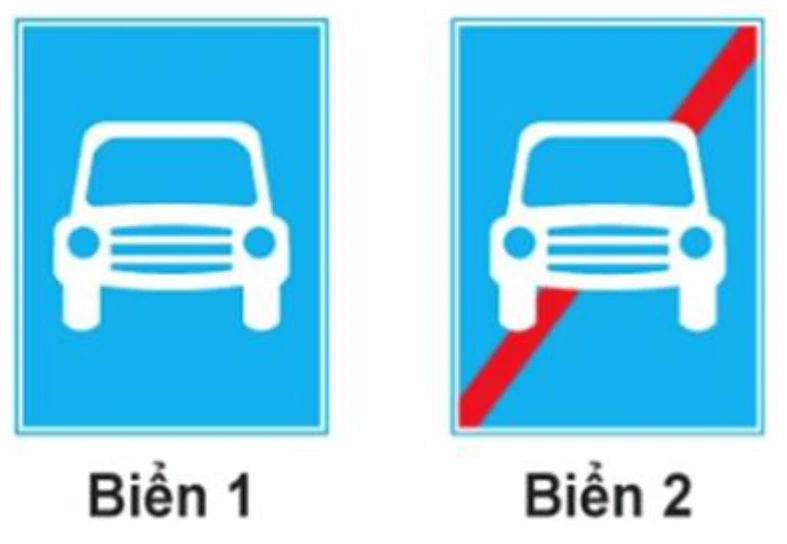 Hình minh họa Câu 429: Biển nào báo hiệu Hết đoạn đường dành cho xe ô tô?