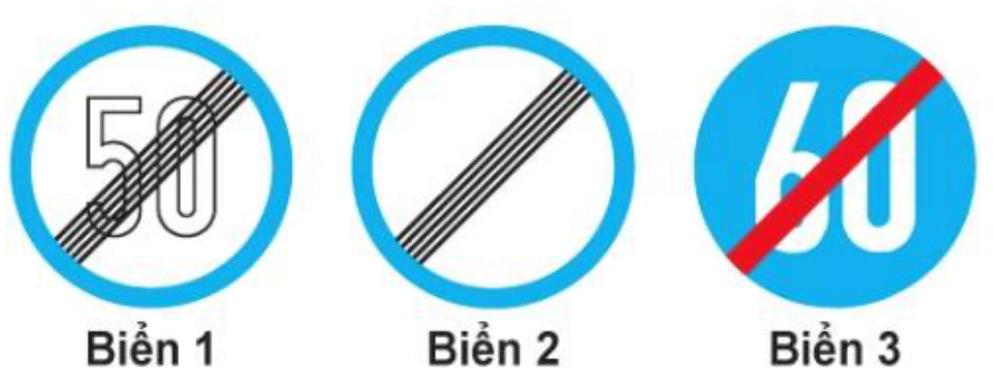 Hình minh họa Câu 437: Trong các biển dưới đây biển nào là biển Hết tốc độ tối thiểu?