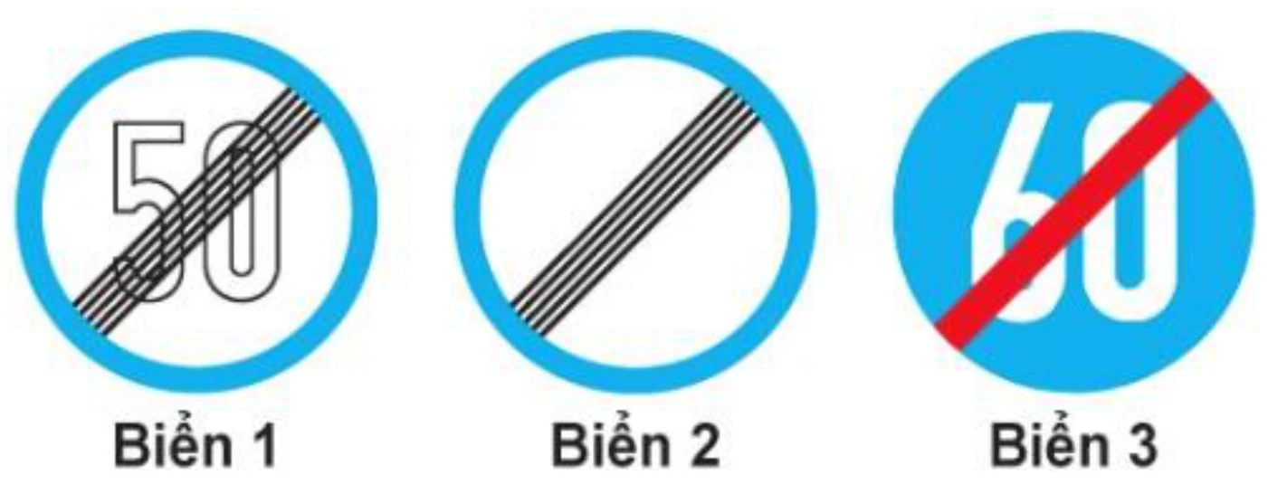 Hình minh họa Câu 439: Trong các biển dưới đây biển nào là biển Hết mọi lệnh cấm?