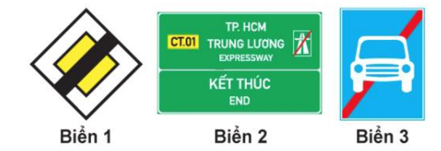 Hình minh họa Câu 464: Biển nào báo hiệu kết thúc đường cao tốc?