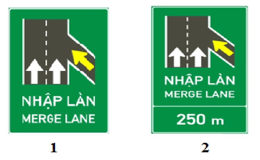 Hình minh họa Câu 466: Biển nào chỉ dẫn nhập làn xe?