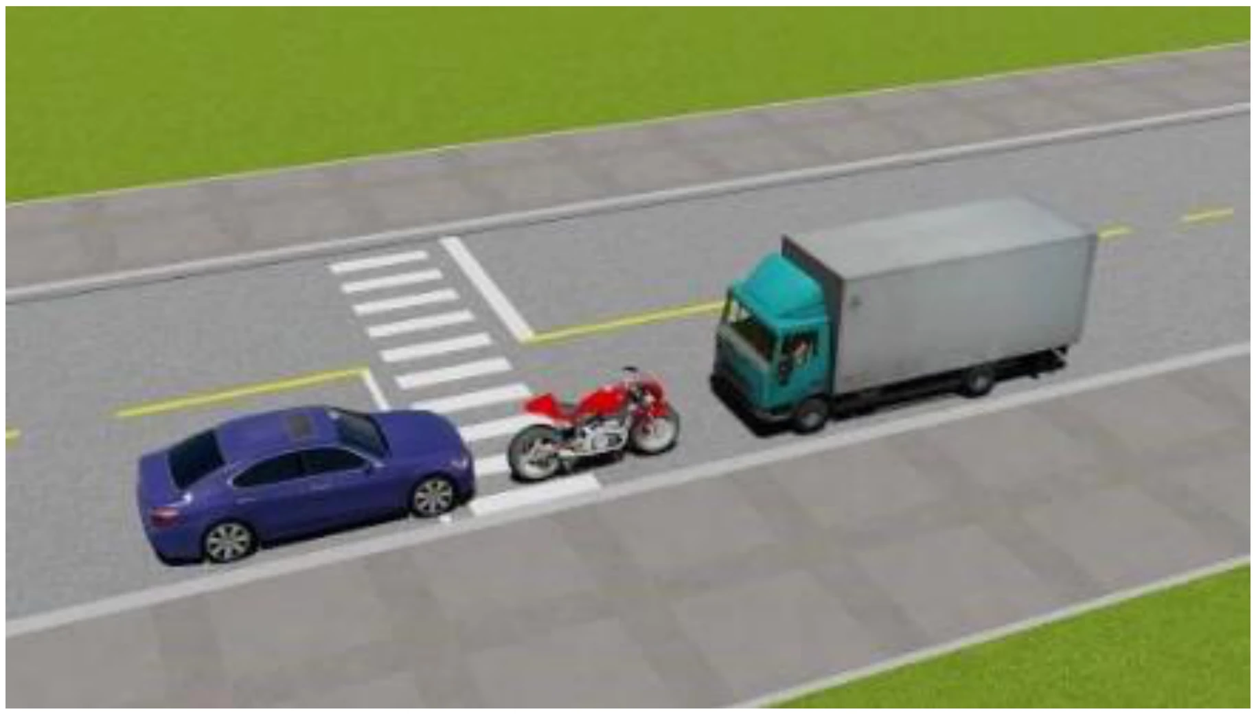 Hình minh họa Câu 509: Xe nào đỗ vi phạm quy tắc giao thông?