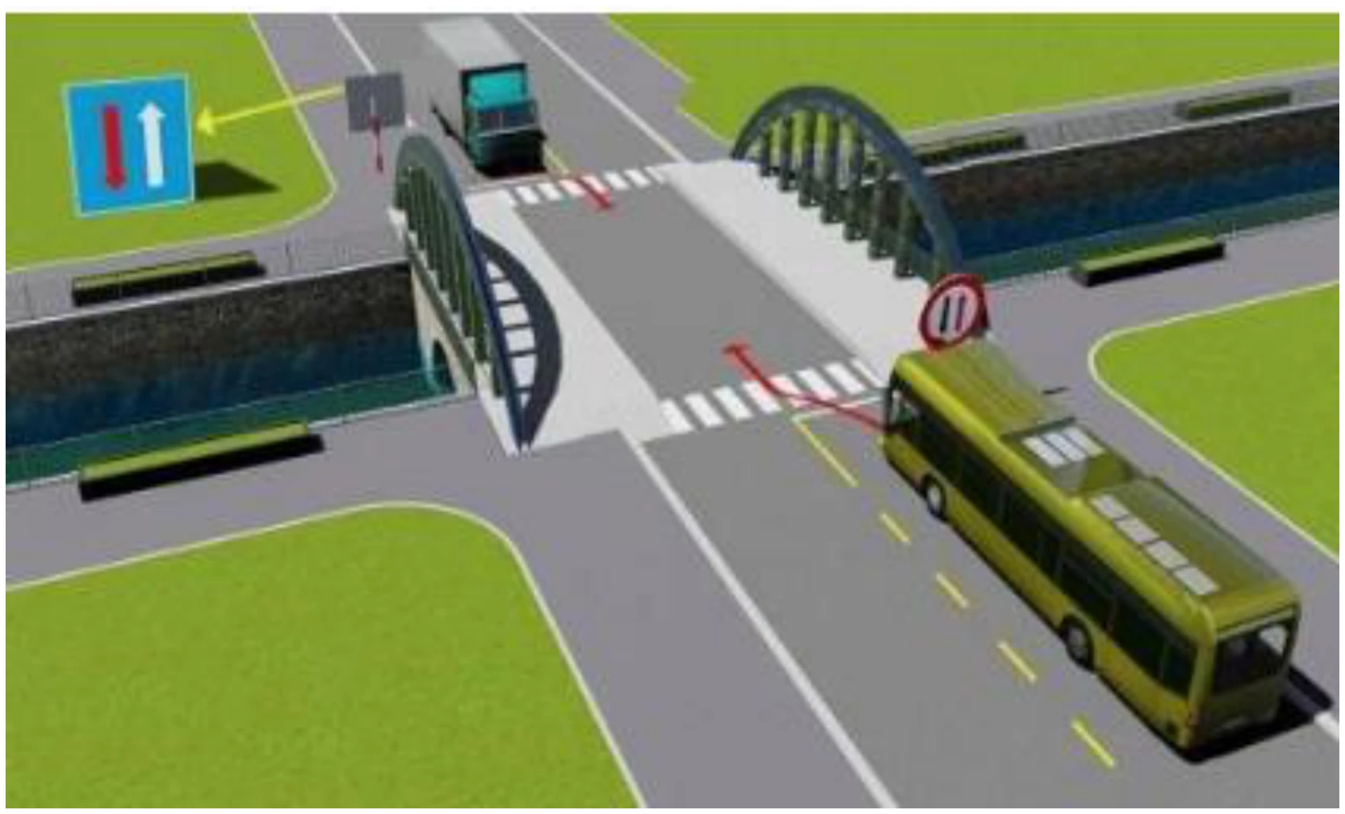 Hình minh họa Câu 516: Xe nào phải nhường đường trong trường hợp này?