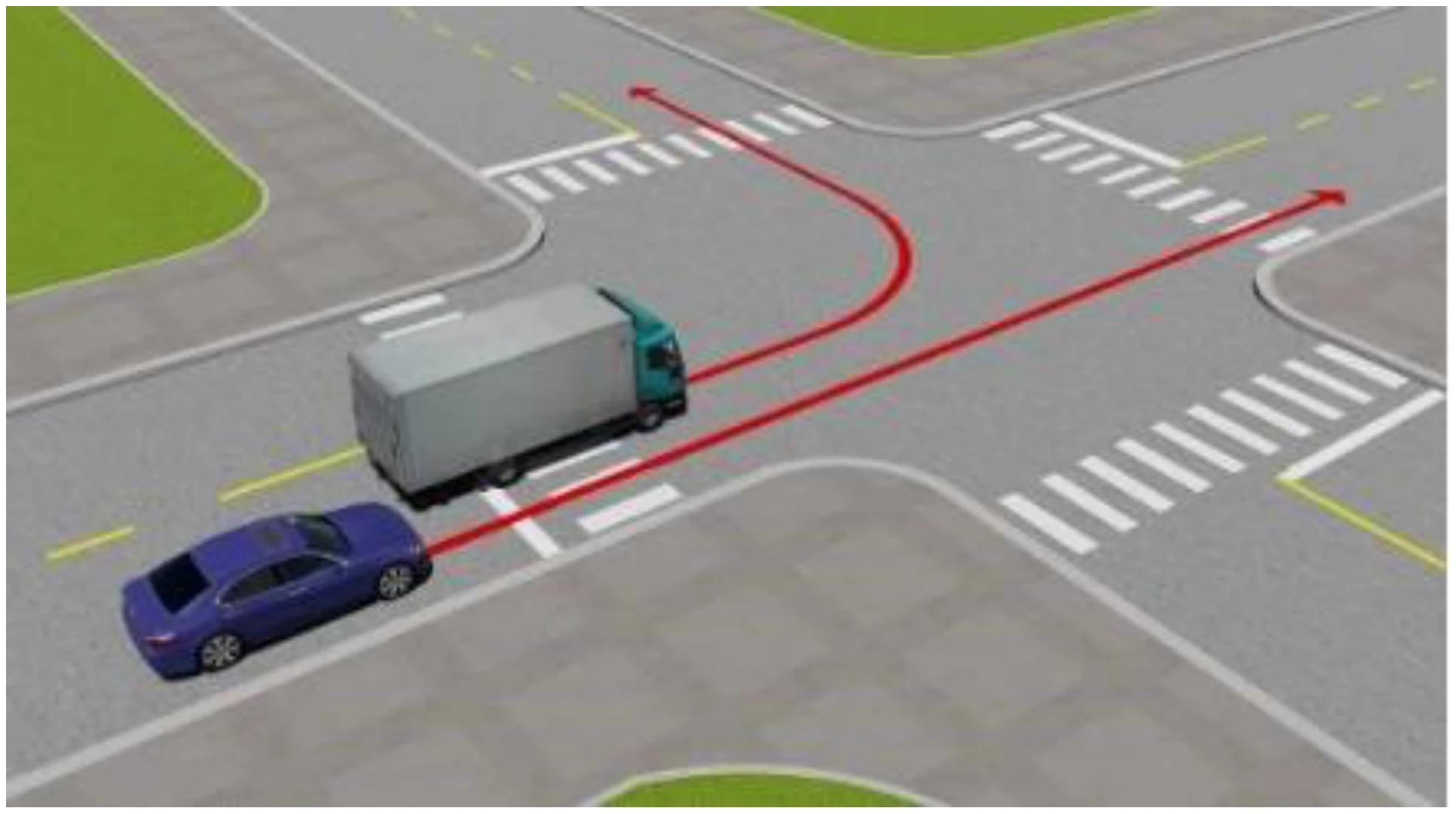 Hình minh họa Câu 530: Xe con vượt xe tải như trường hợp này có đúng không?