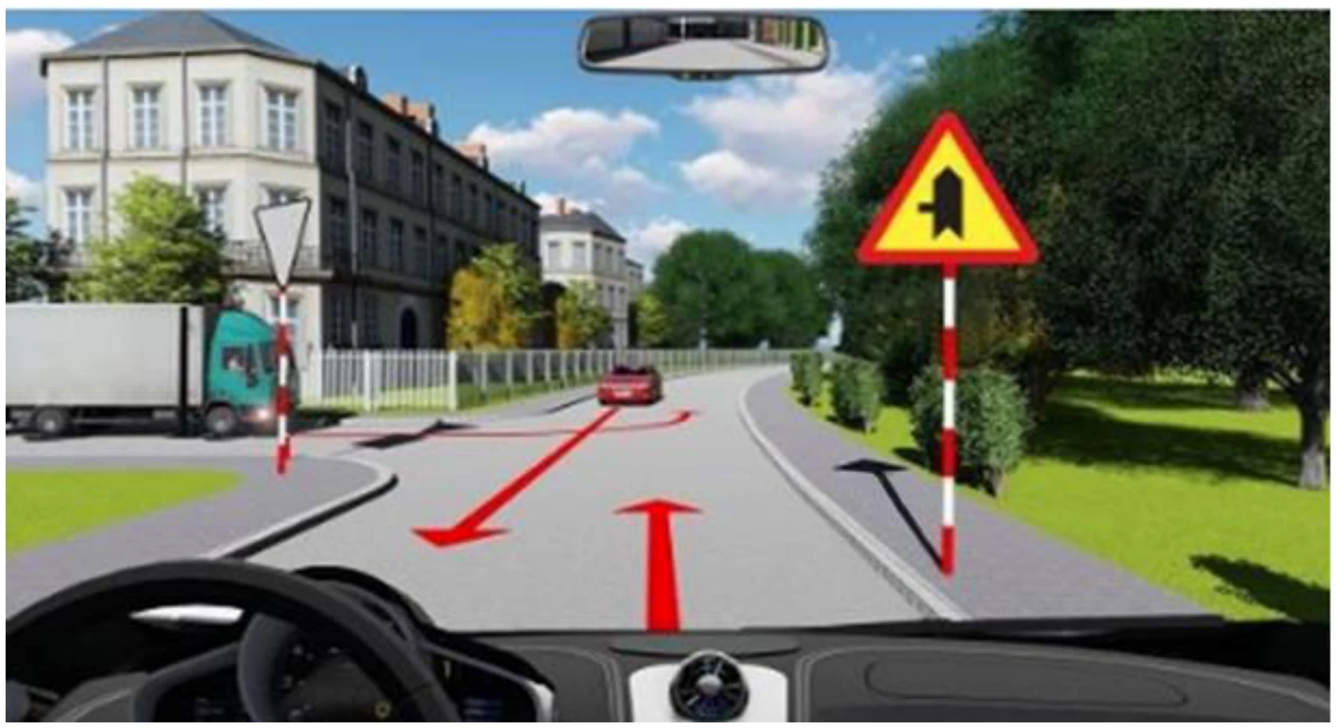 Hình minh họa Câu 575: Xe nào phải nhường đường trong trường hợp này?