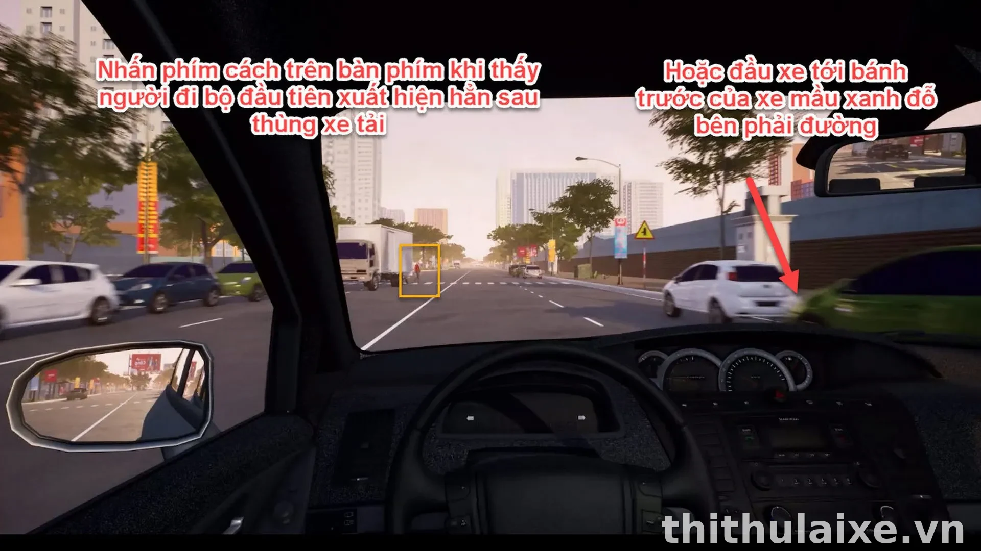 Tình Huống 001: Người đi bộ sang đường bị khuất sau xe tải