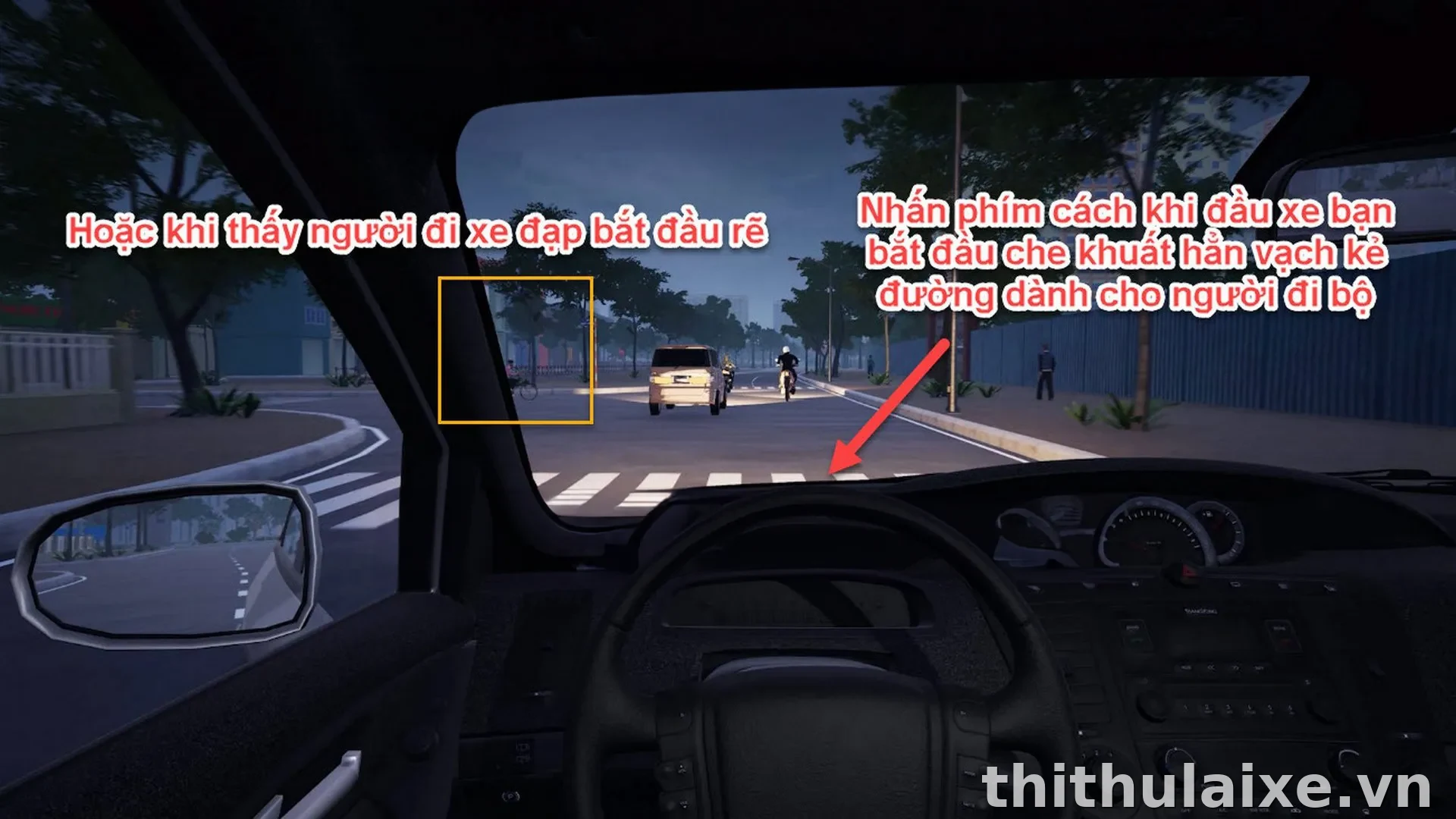 Tình Huống 008: Xe đạp bất ngờ đi ra từ đường nhánh tại ngã ba